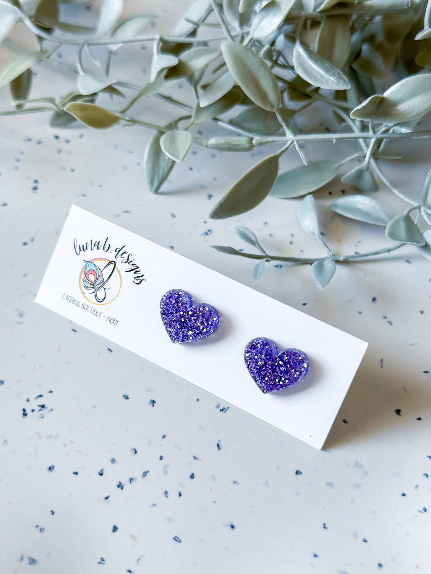 Valentine: Heart Studs (Purple)