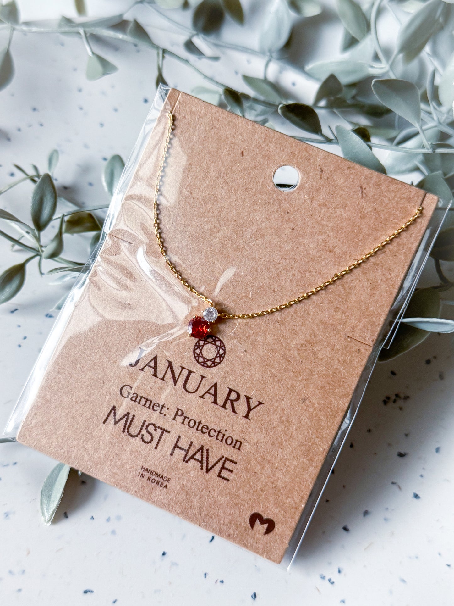 January Birthstone Necklace - Gold Dipped (16”)
