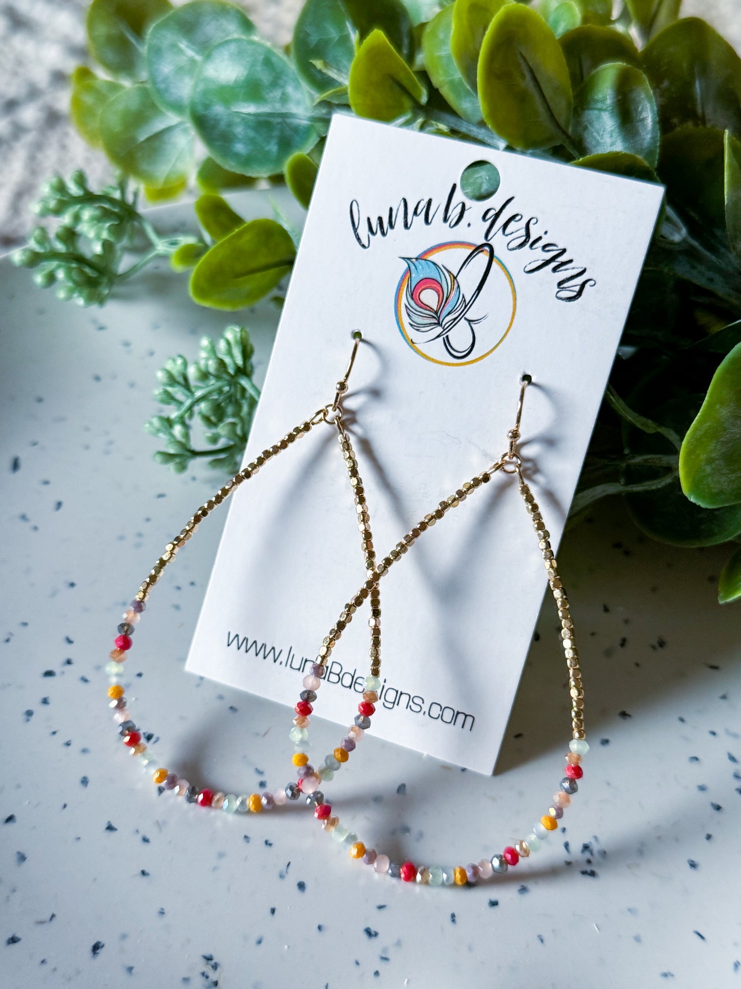 Seed Bead Teardrops - Gold/Multi