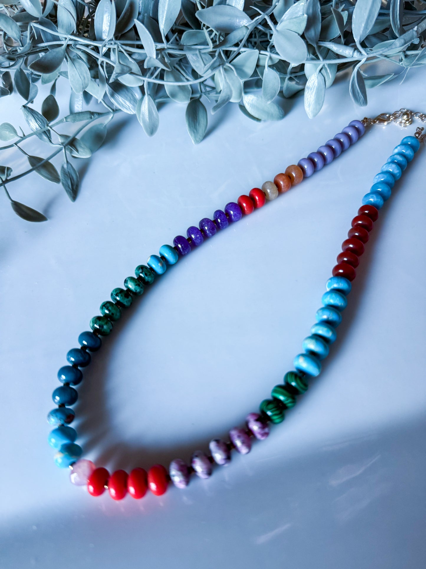 Candy Stone Beaded Necklace - Dark Multi