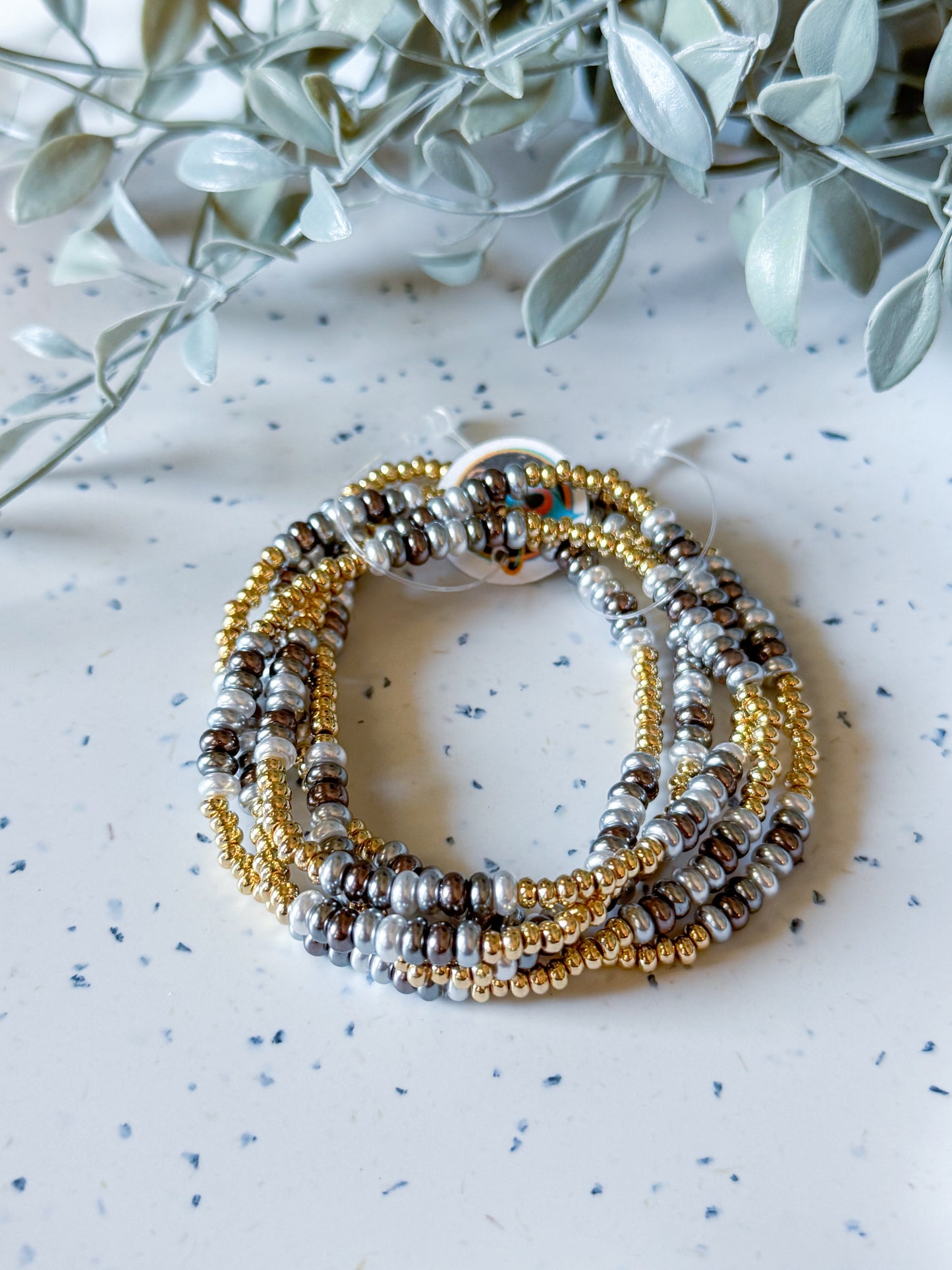 Bracelet Set- Mixed Metal/Pearl