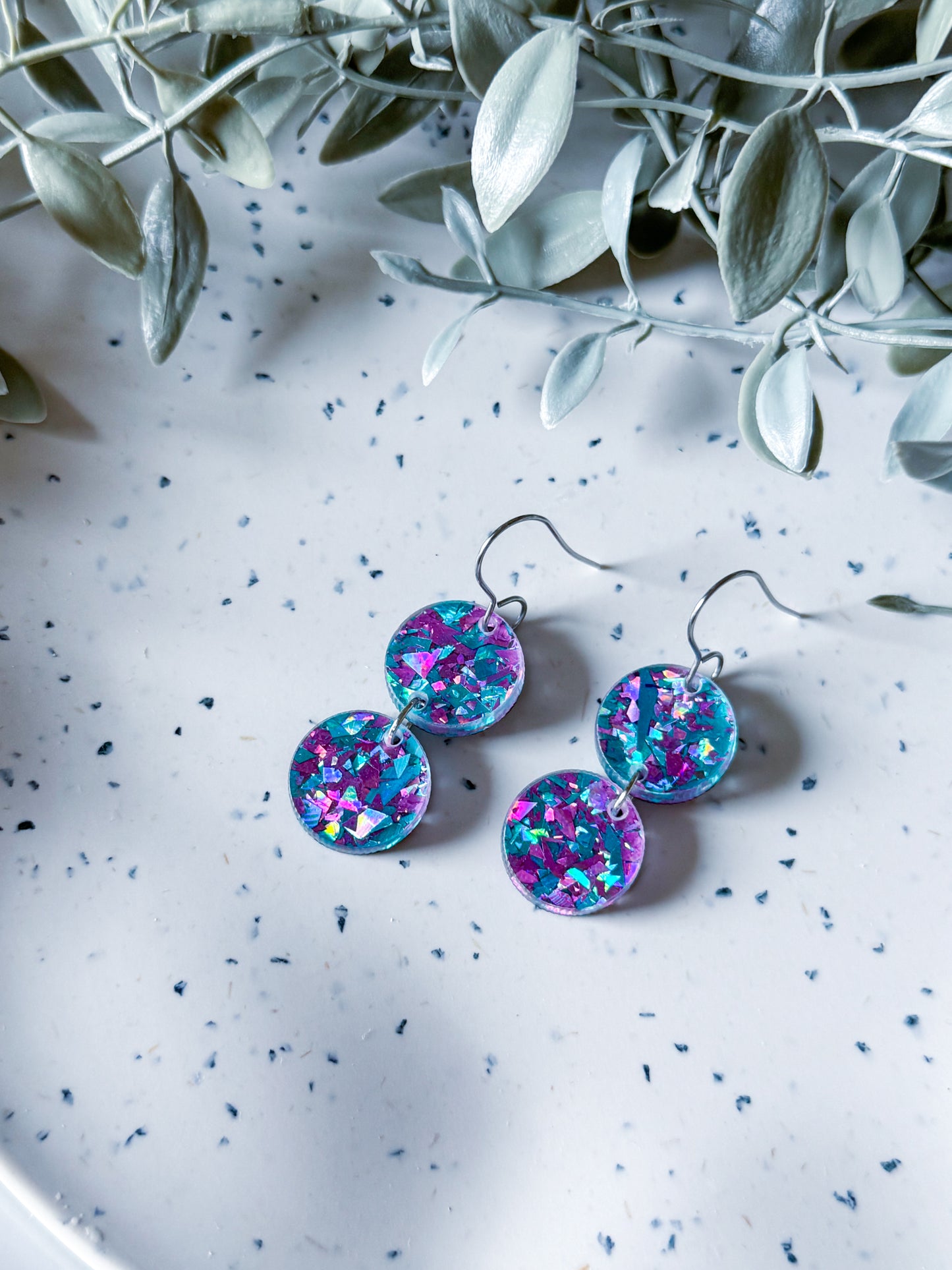 Everyday: Teal/Purple Chunky Glitter Circles