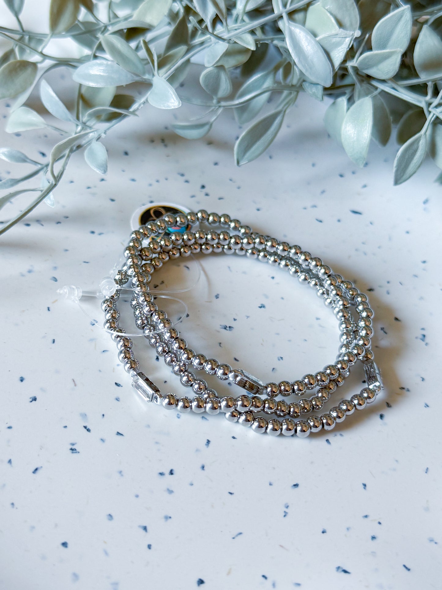 Bracelet Set- Silver w/ Rhinestone Accents