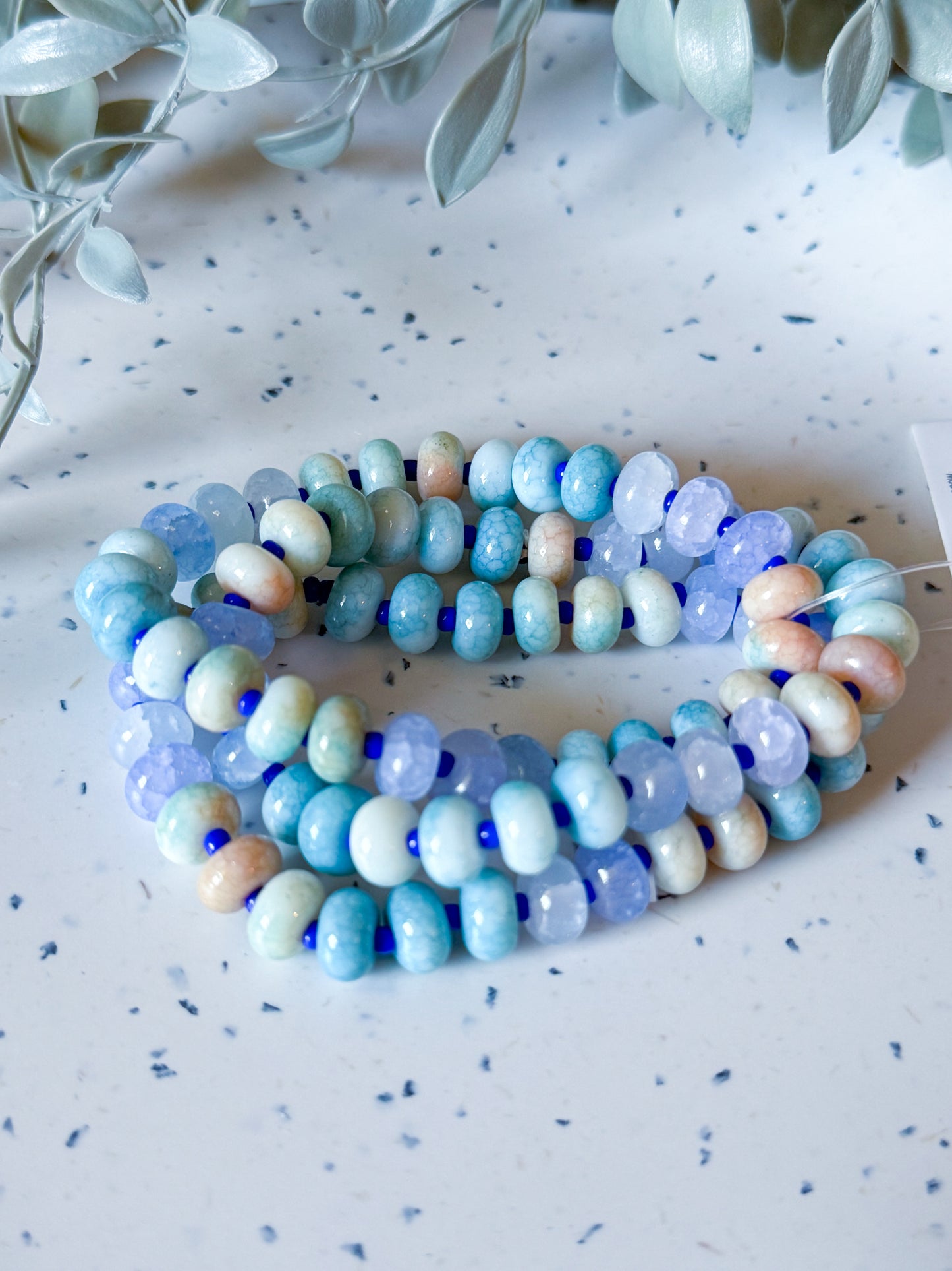 Cracked Stone Beaded Bracelets - Blue