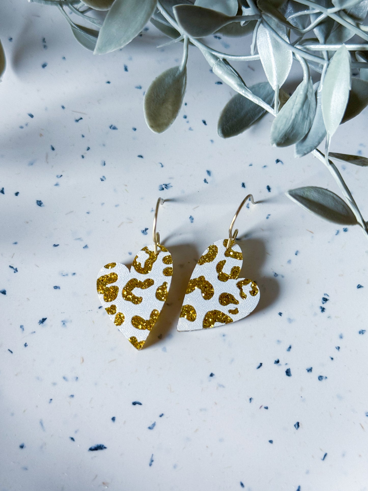 Valentine: Gold/White Leopard Hearts