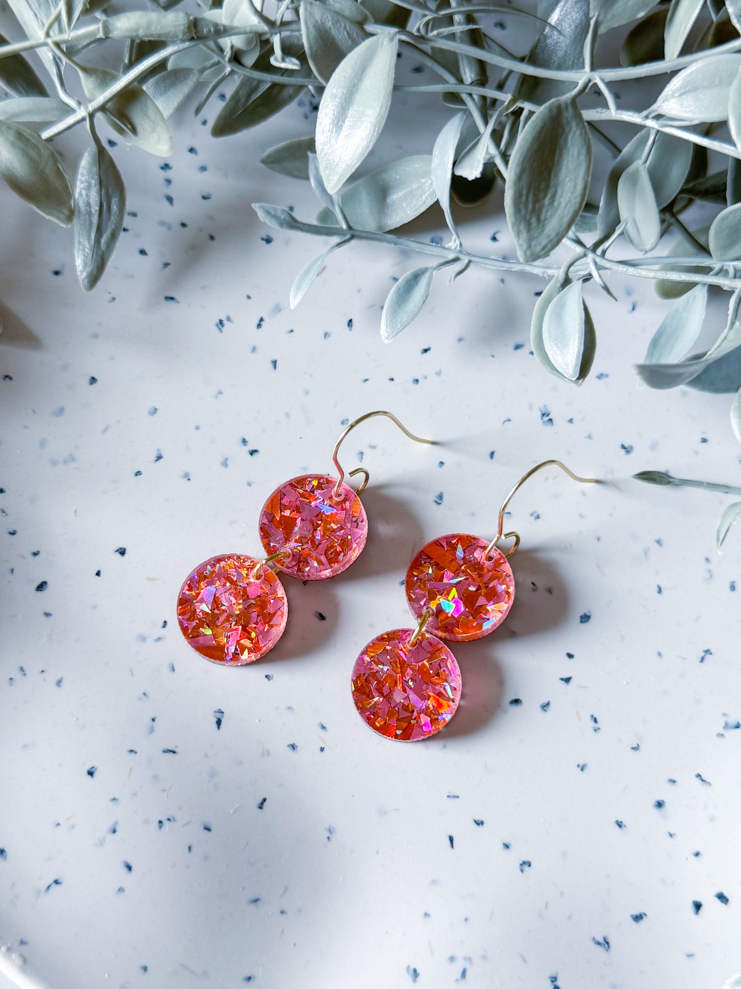 Everyday: Pink/Orange Chunky Glitter Circles