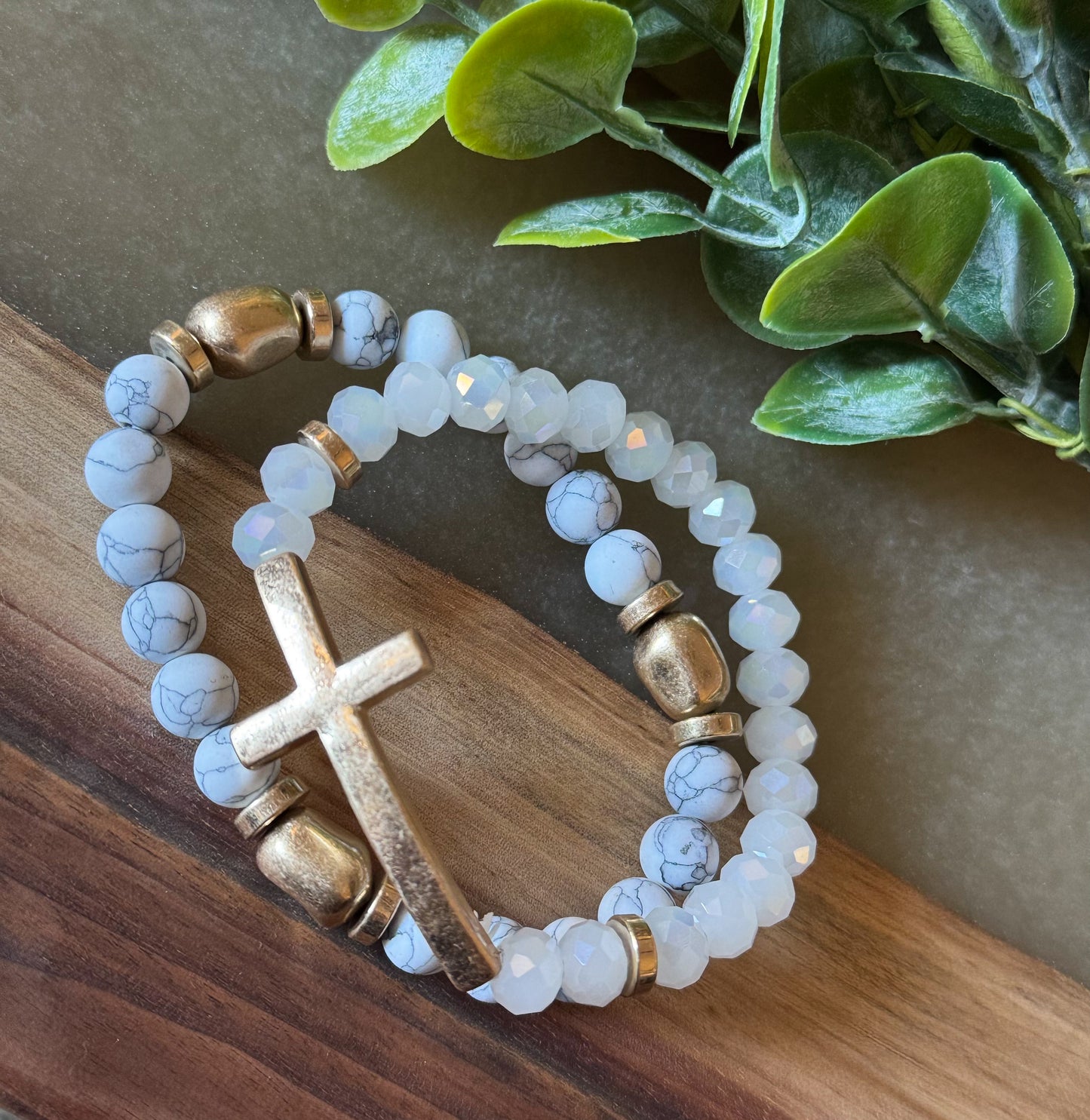 Cross Bracelet Set - White