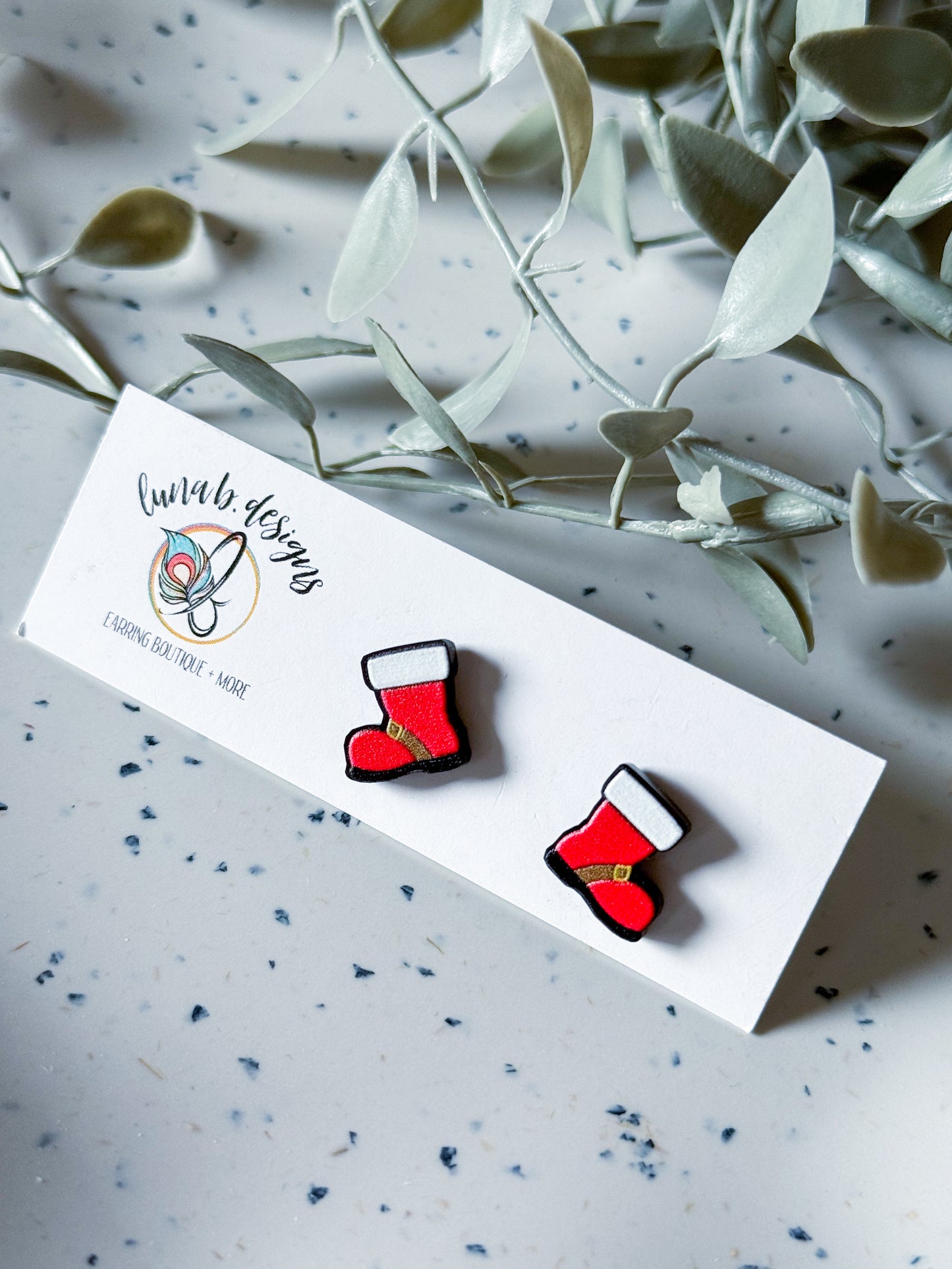 Christmas Collection Studs: Santa Boots