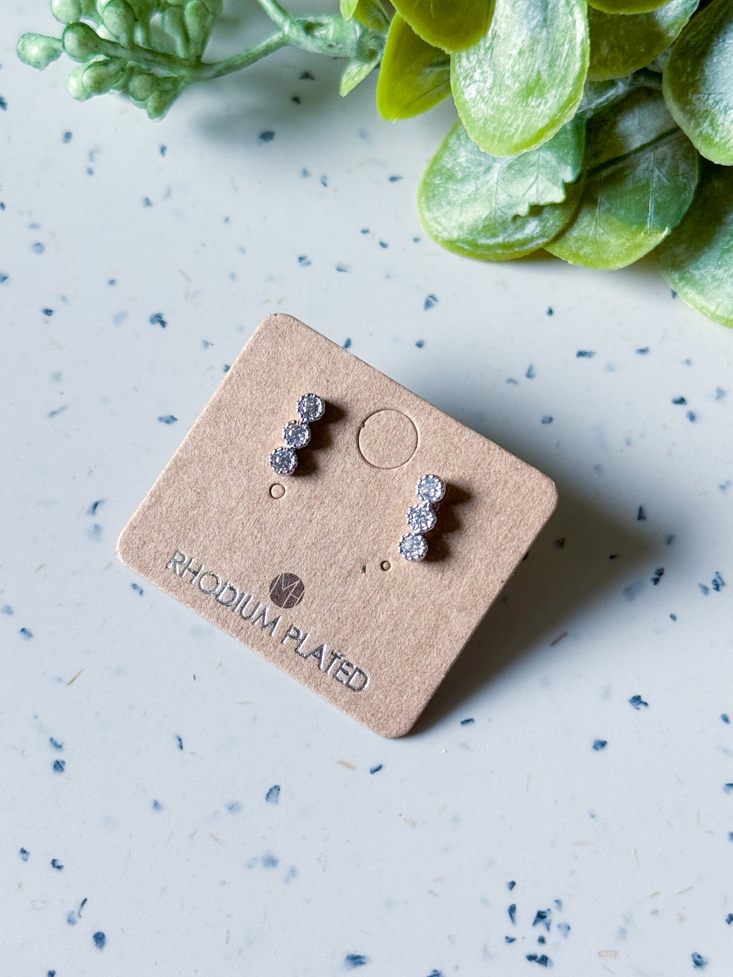 Mini Studs: CZ Triple Stud Bar