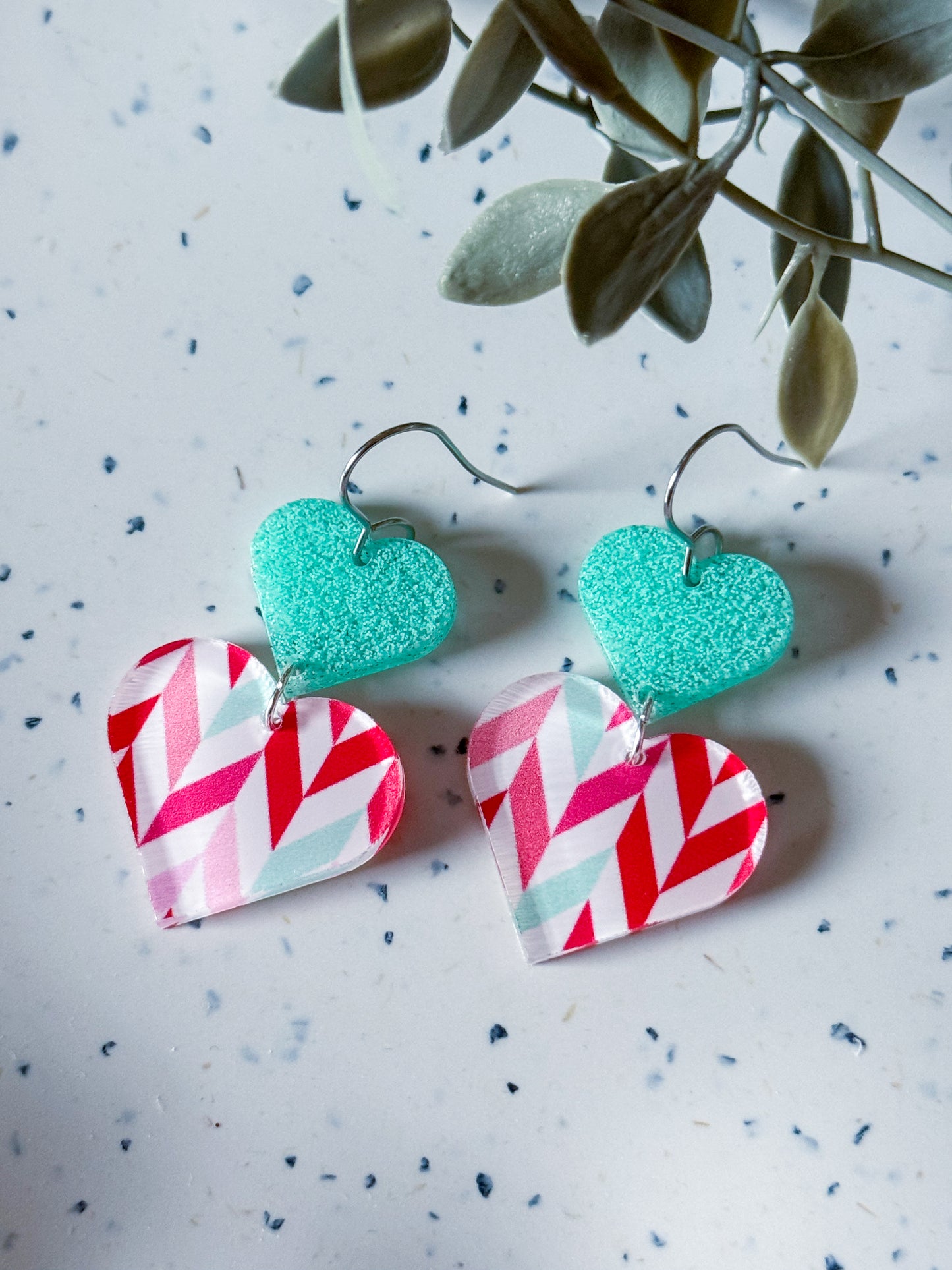 Valentine: Pink/Teal/Red Chevron Heart