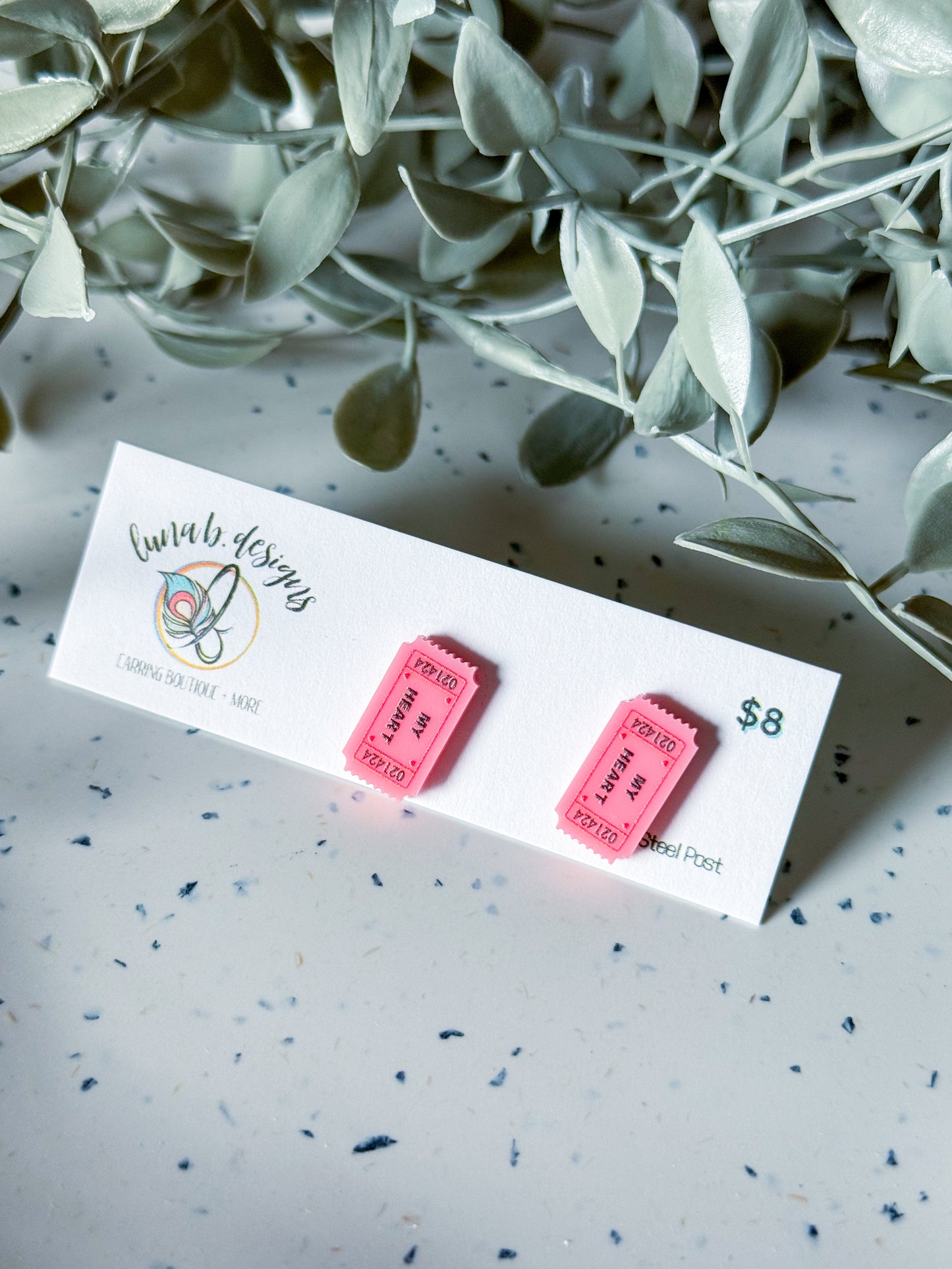 Valentine: Ticket to My Heart Studs