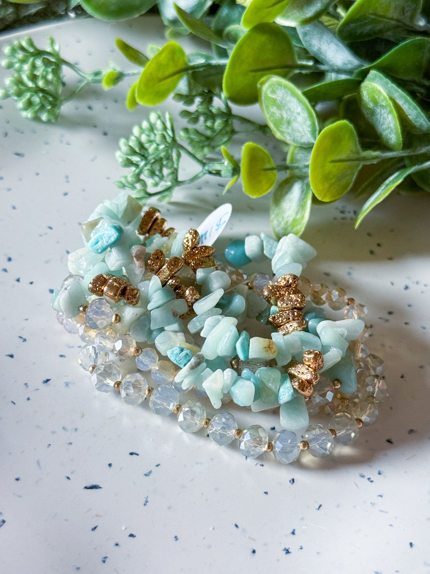 Natural Stone Beaded Stretch Bracelets (Turquoise)