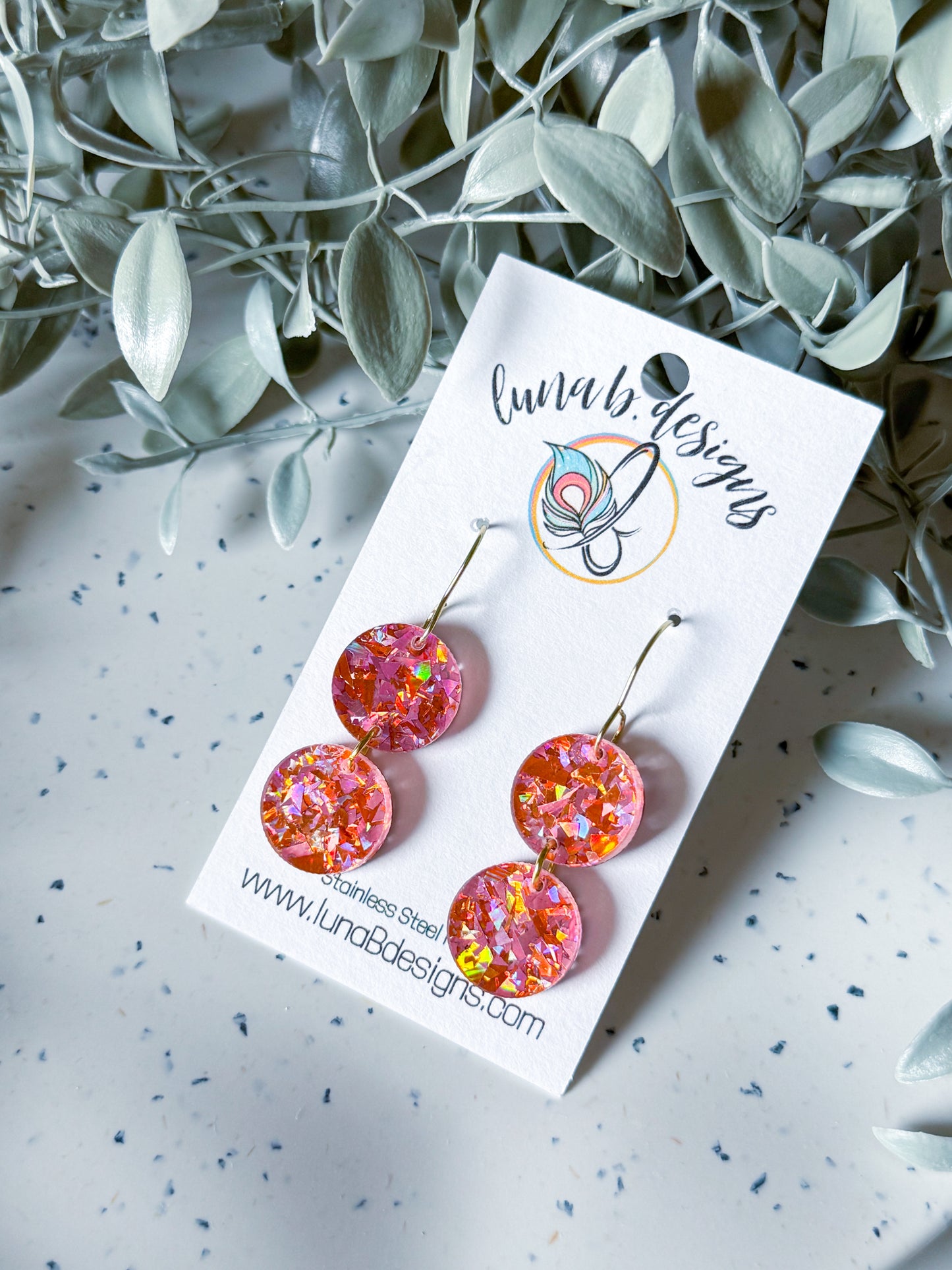 Everyday: Pink/Orange Chunky Glitter Circles