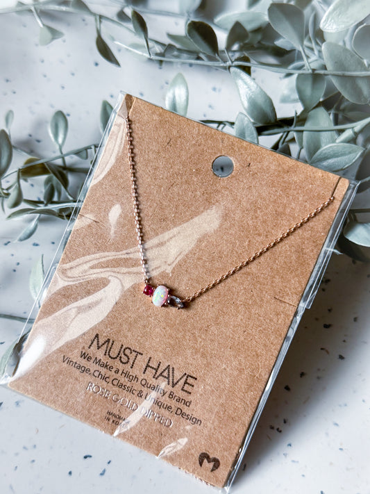 Gemstone Necklace - Rose Gold Dipped (16”)