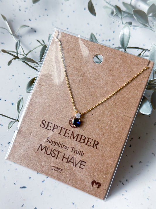 September Birthstone Necklace - Gold Dipped (16”)