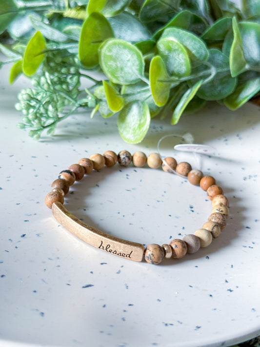 Cross Bracelet - Jasper/Gold