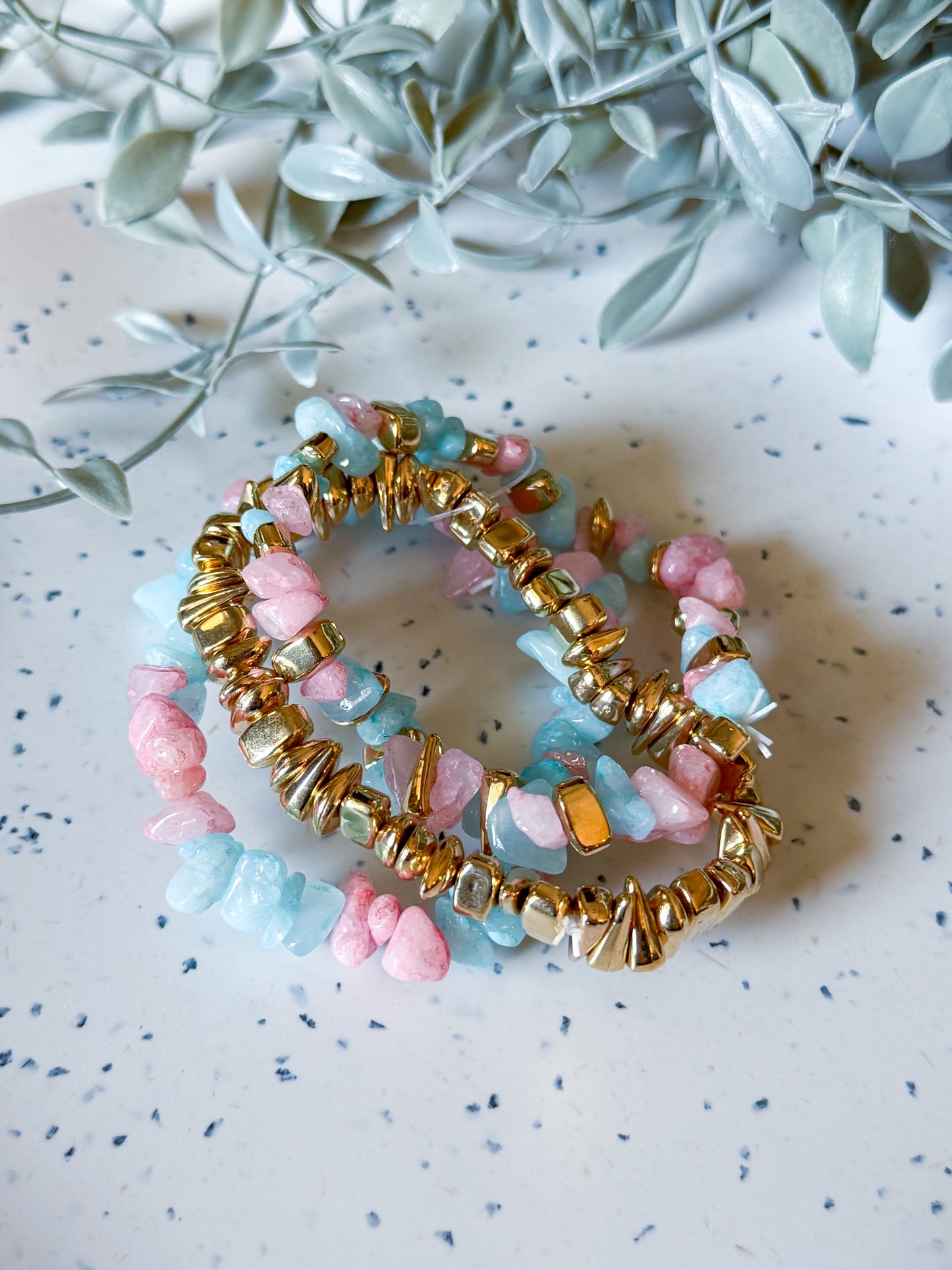 Bracelet Set- Blue/Pink/Gold