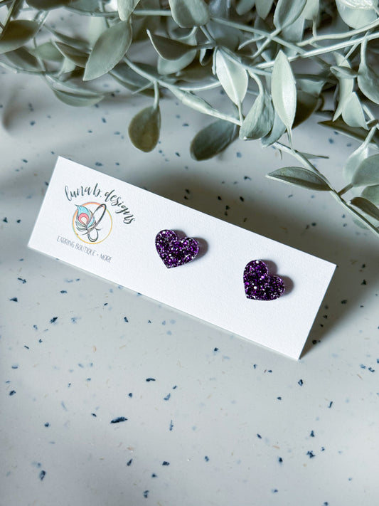 Valentine: Heart Studs (Purple)