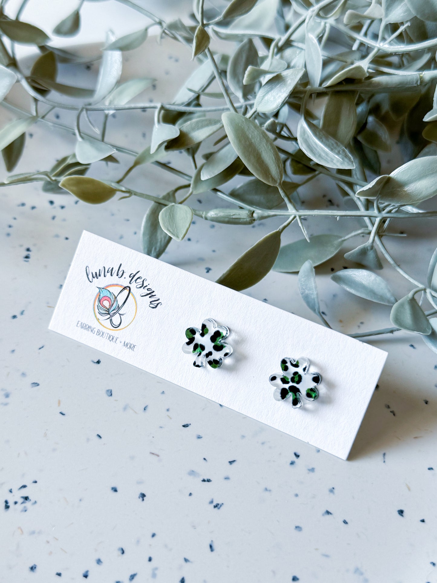 St. Patrick’s Day: Leopard Shamrock Studs