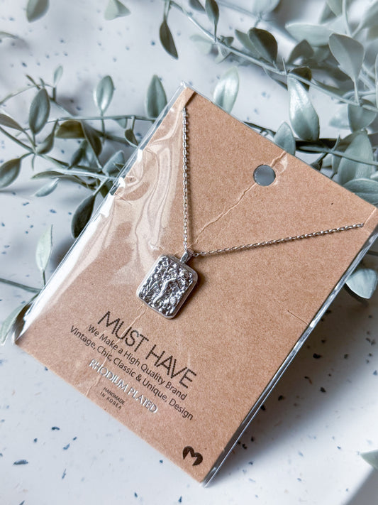 Seahorse Necklace - Rhodium Plated (16”)