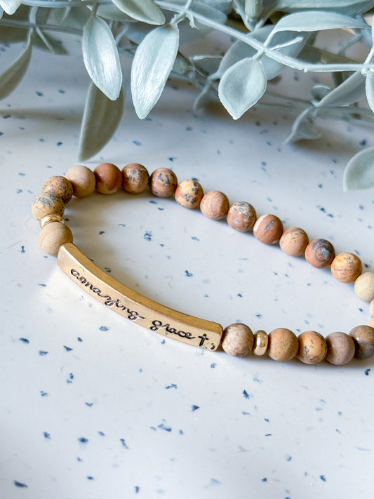 Cross Bracelet - Jasper/Gold