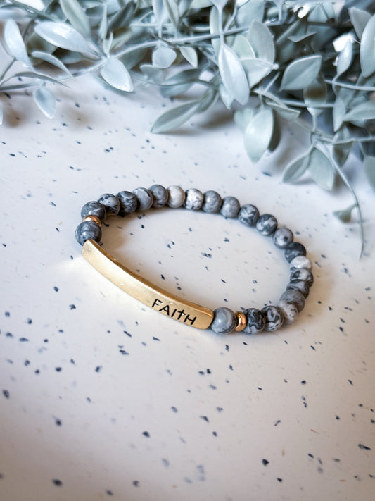 Faith Bracelet - Jet/Gold