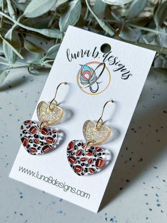 Game Day Leopard Hearts: Football