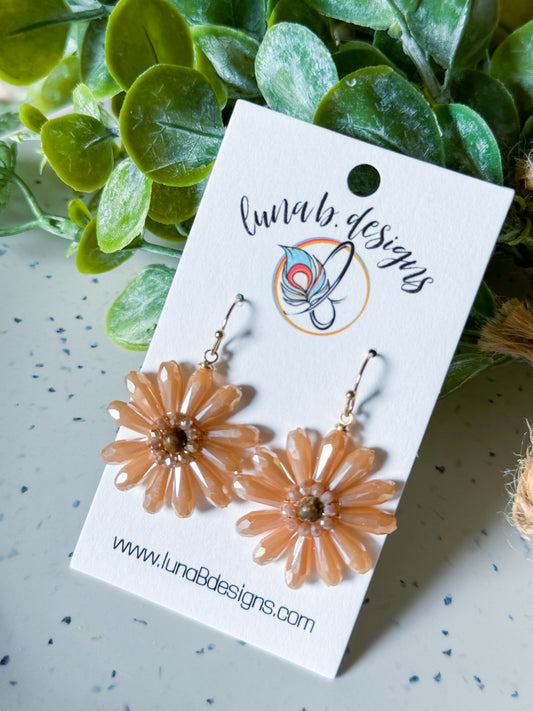 Beaded Flower Drops: Champagne