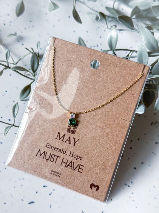 May Birthstone Necklace - Gold Dipped (16”)
