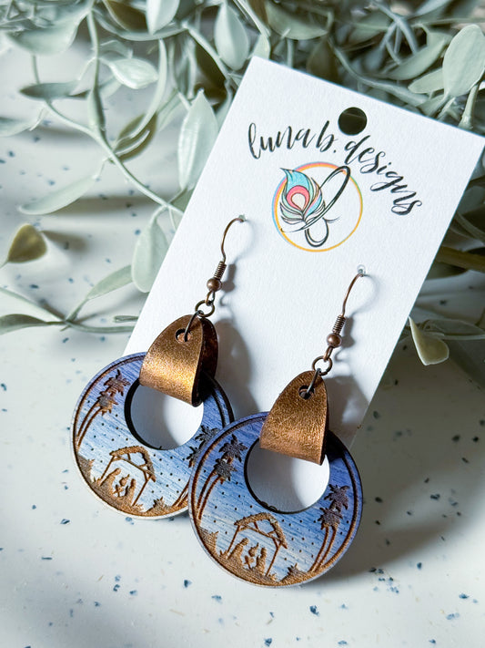 Christmas Collection: Stained Wooden Nativity (Navy) w/ Leather Clasp