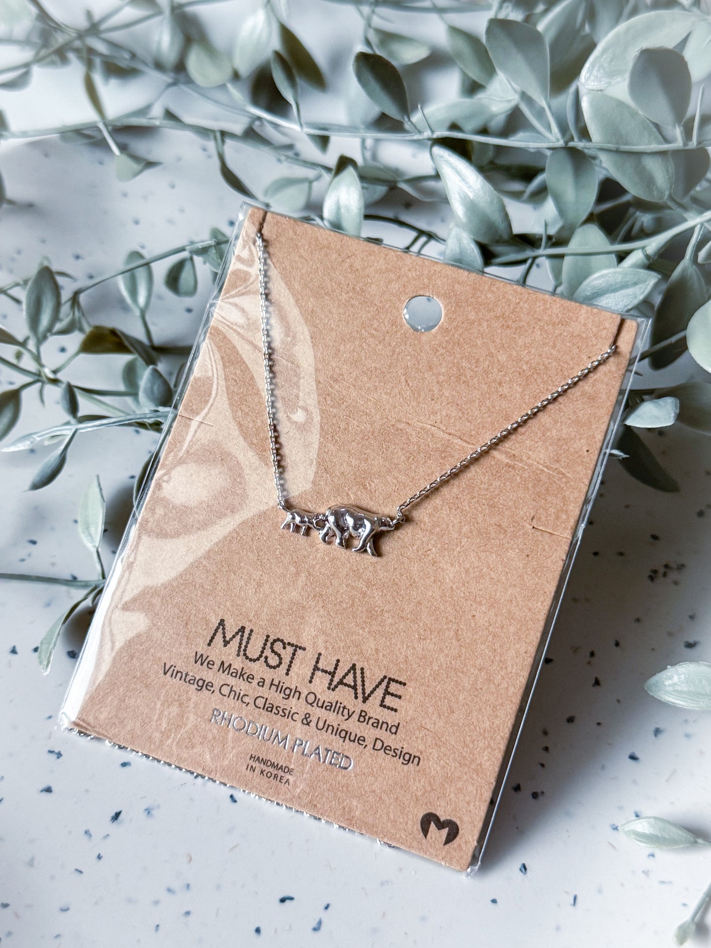 Bear Necklace - Rhodium Plated (16”)