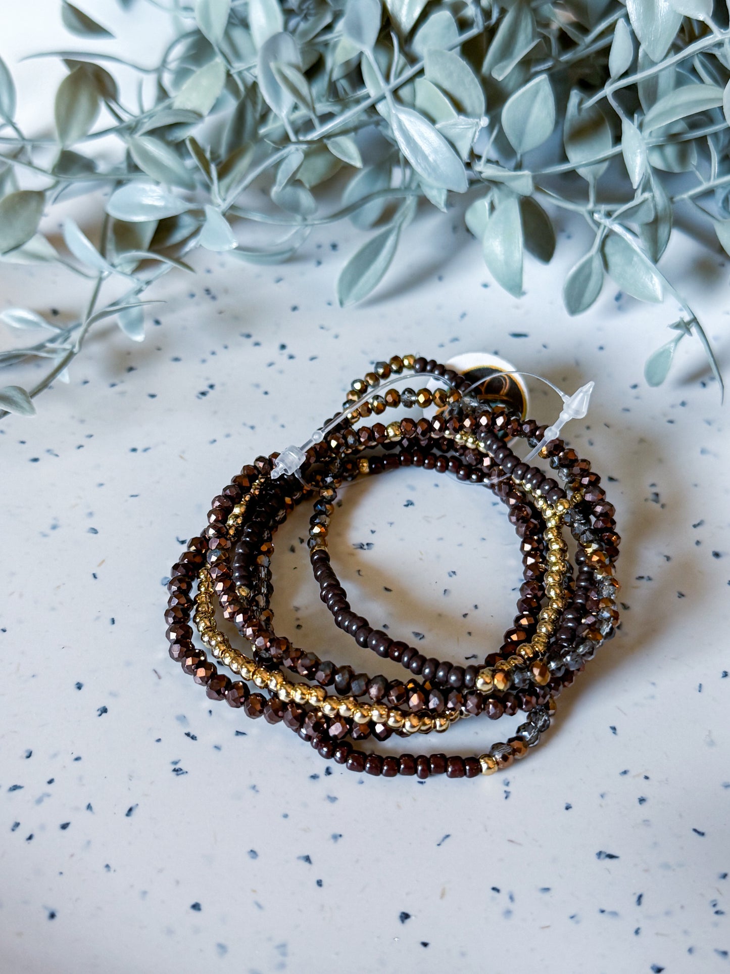 Bracelet Set- Brown/Gold
