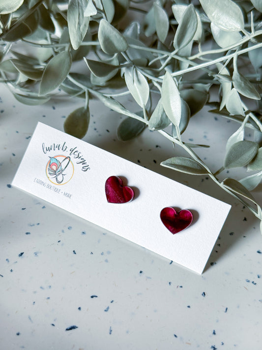 Valentine: Heart Studs (Burgundy)