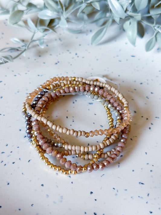 Bracelet Set- Beige/Gold