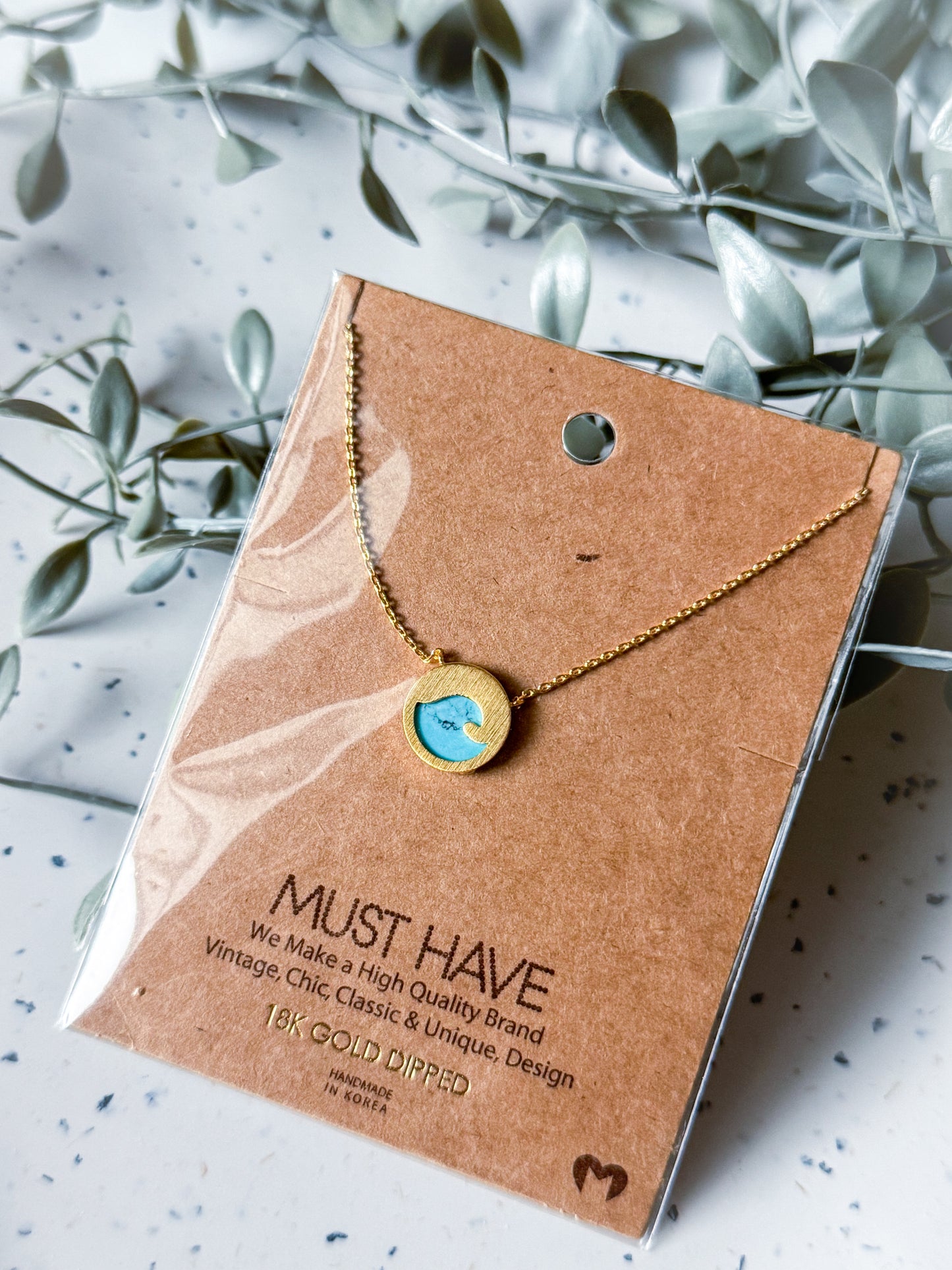 Wave Necklace - Gold Dipped (16”)