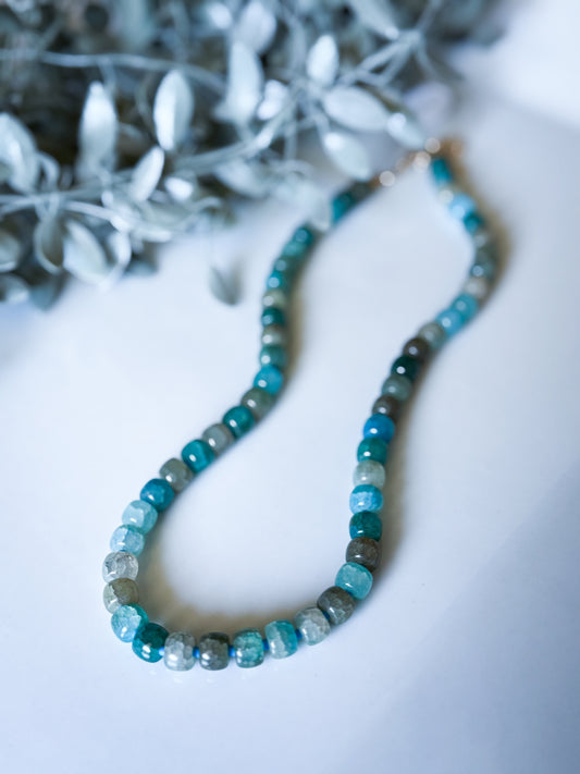 Stone Bead Necklace - Green/Blue