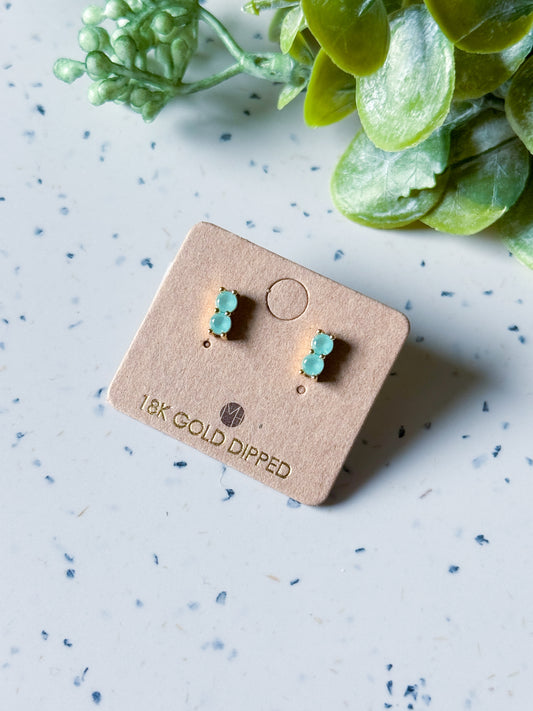 Mini Studs: Double Stone (Green)