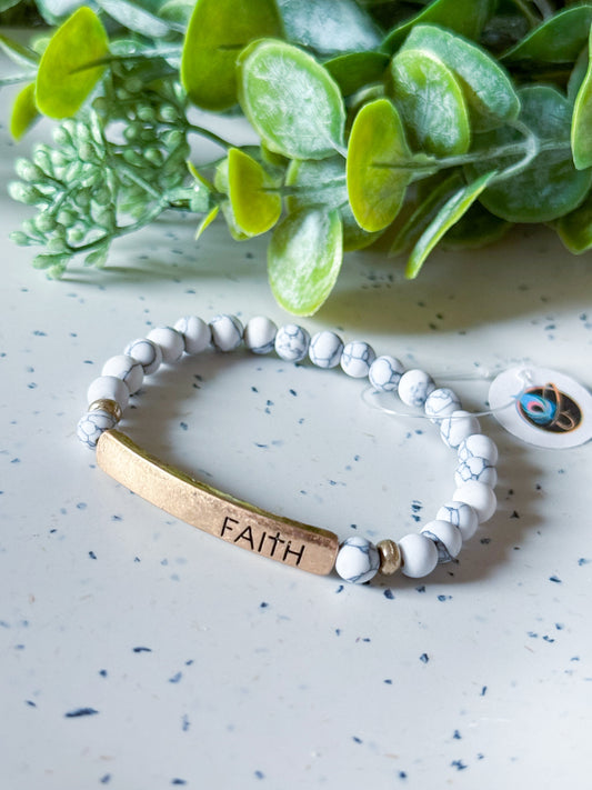 Cross Bracelet - Howlite/Gold