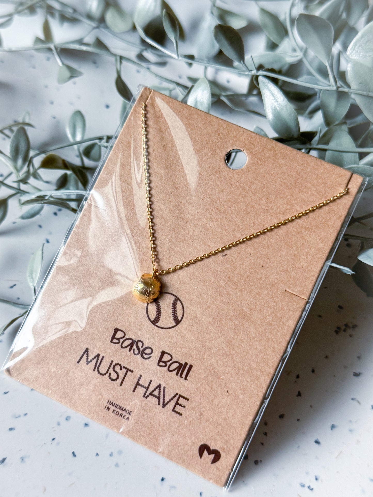 Baseball Necklace - Gold Dipped (16”)