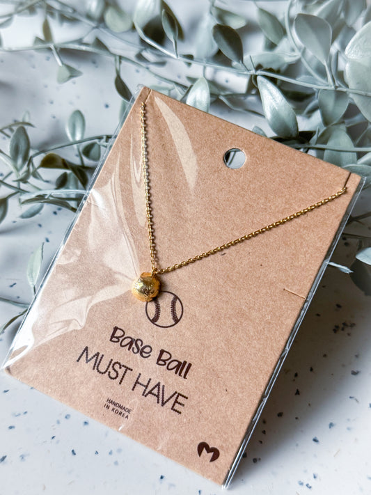 Baseball Necklace - Gold Dipped (16”)