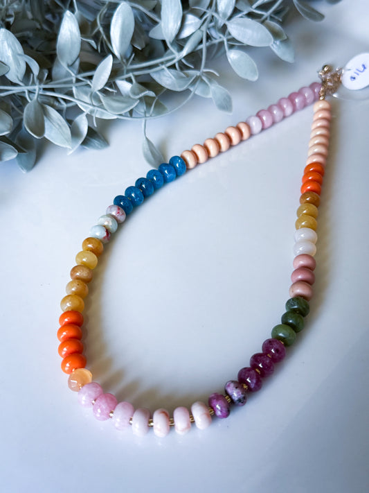 Candy Stone Beaded Necklace - Peach