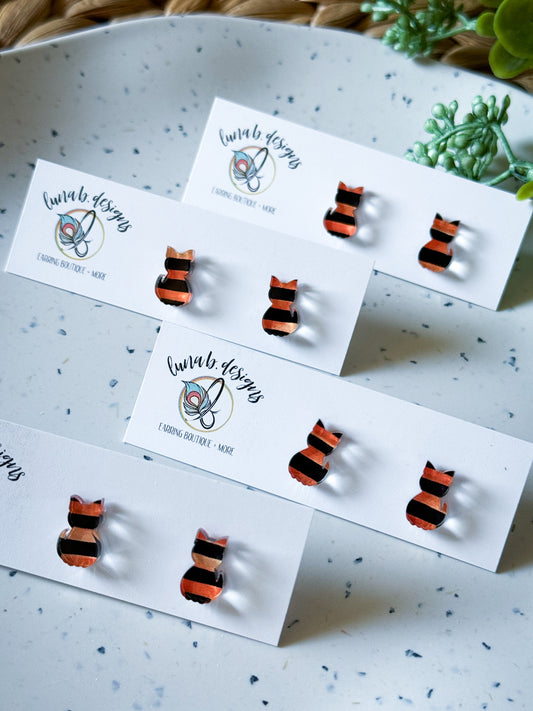 Fall: Cat Studs - Black & Orange Stripe