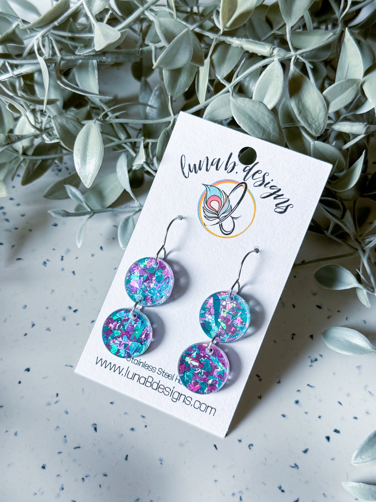 Everyday: Teal/Purple Chunky Glitter Circles
