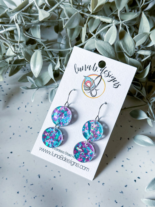 Everyday: Teal/Purple Chunky Glitter Circles