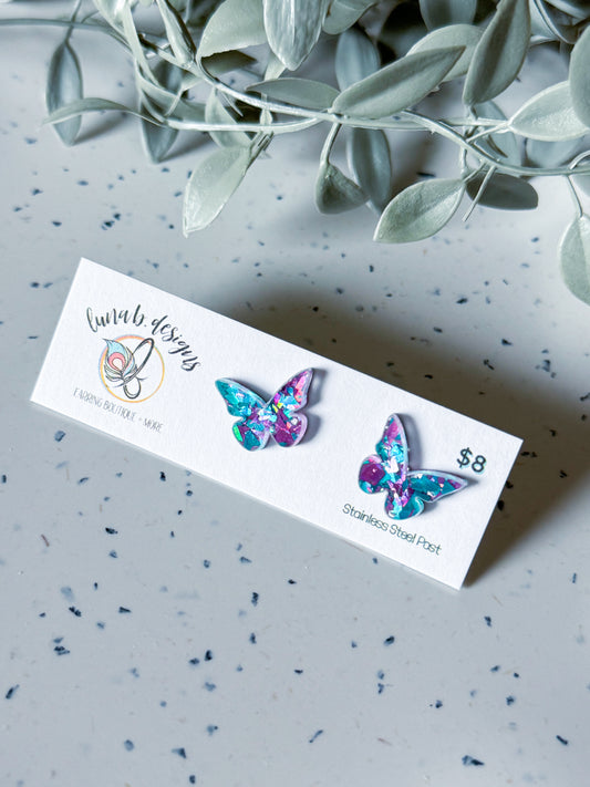 Spring & Easter: Purple/Teal Butterfly Studs
