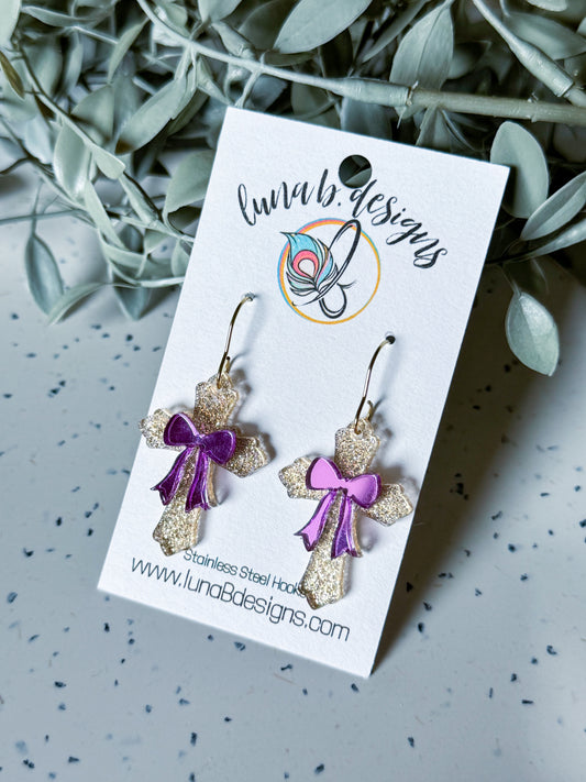 Spring & Easter: Cross w/ Purple Bow