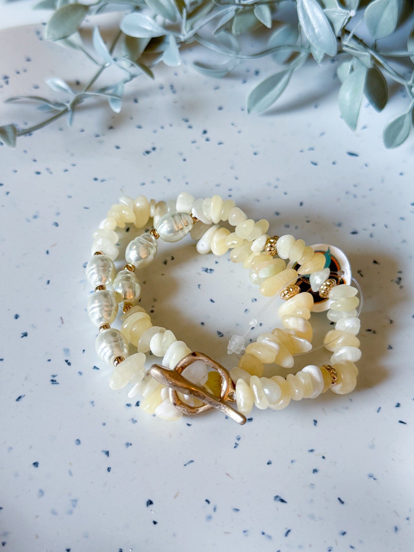 Bracelet Set- Pearl/Gold/Yellow