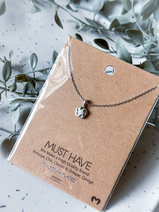 Opal Flower Necklace - Rhodium Plated (16”)