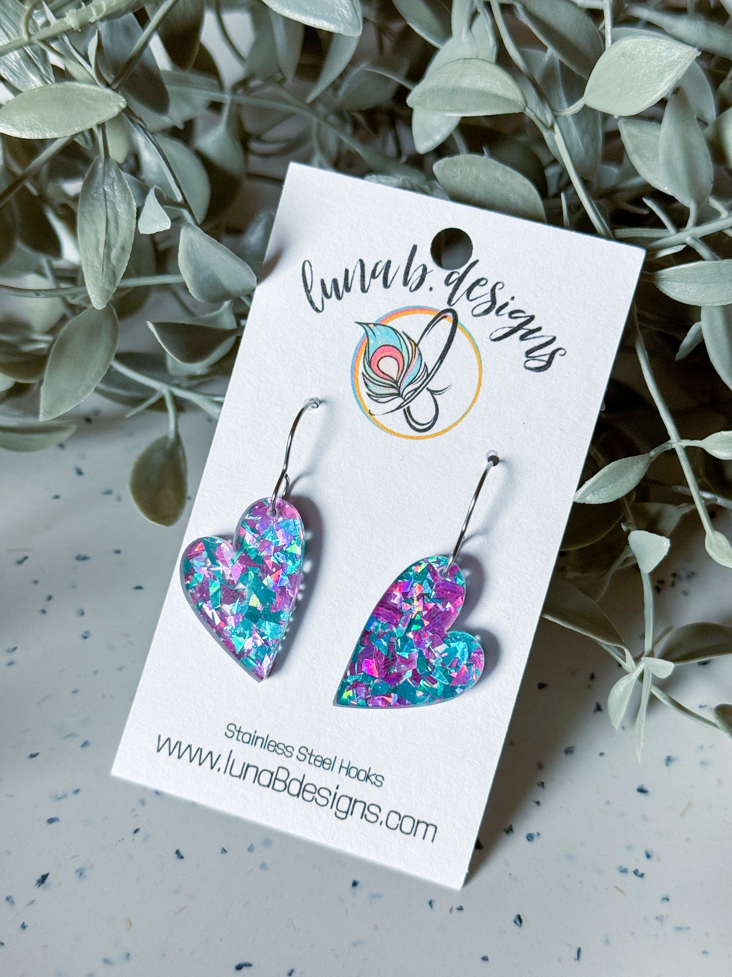 Valentine: Purple/Teal Hearts