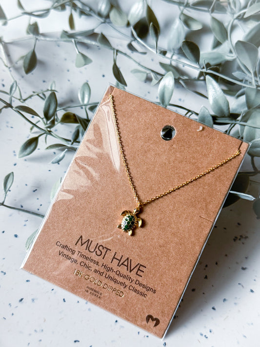 Turtle Necklace - Gold Dipped (16”)